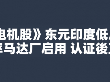 東元印度低壓高效率馬達廠啟用 認證後正式量產(chǎn)
