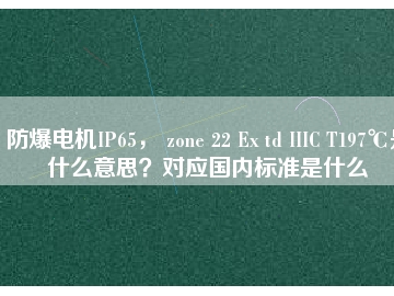 防爆電機IP65， zone 22 Ex td IIIC T197℃是什么意思？對應(yīng)國內(nèi)標準是什么