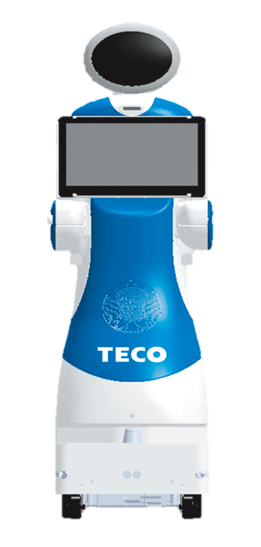 東元今天特別首度亮相自家生產(chǎn)的服務型機器人擔任導覽員。圖／東元提供