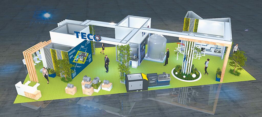 東元集團以「綠色智慧工廠」為主軸，參加2023年臺北自動化大展。圖／東元提供